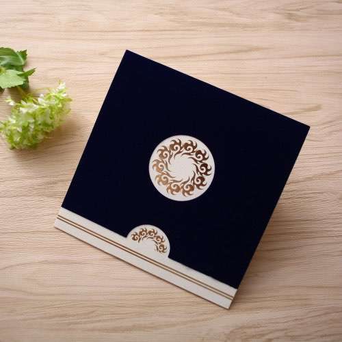 Pocket Invitation Card Holiday Greeting Card Customized Dark Blue Foiling Card 